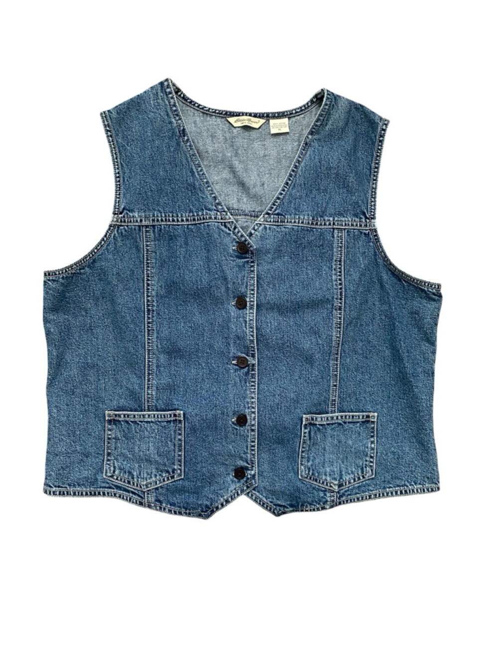 Vintage Eddie Bauer Women’s Classic Blue Denim Vest Size XL
